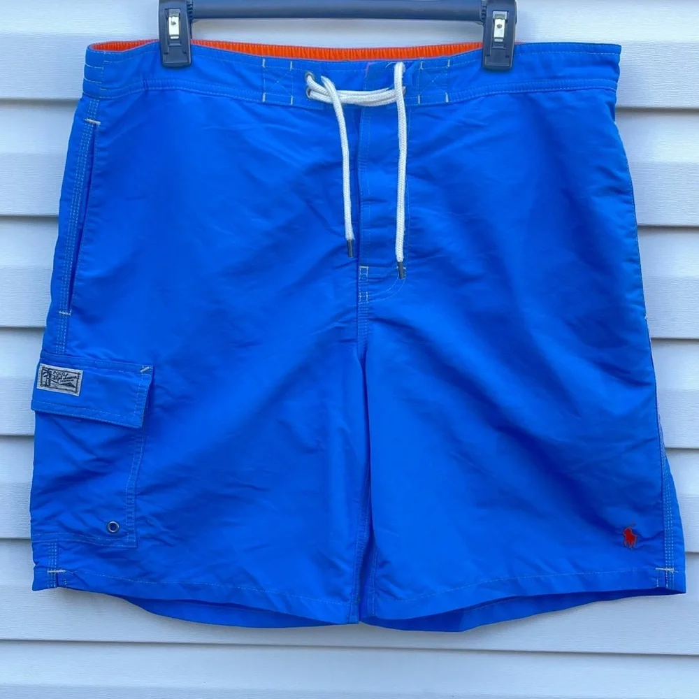 Polo Sport Ralph Lauren Swim‎ Shorts Blue Men’ Large Great EUC Side Pocket